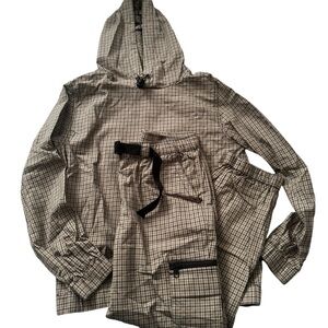 ASOS Men's Checkered Cargo Set - Hoodie & Pants Matching Set - Tan/Brown size M